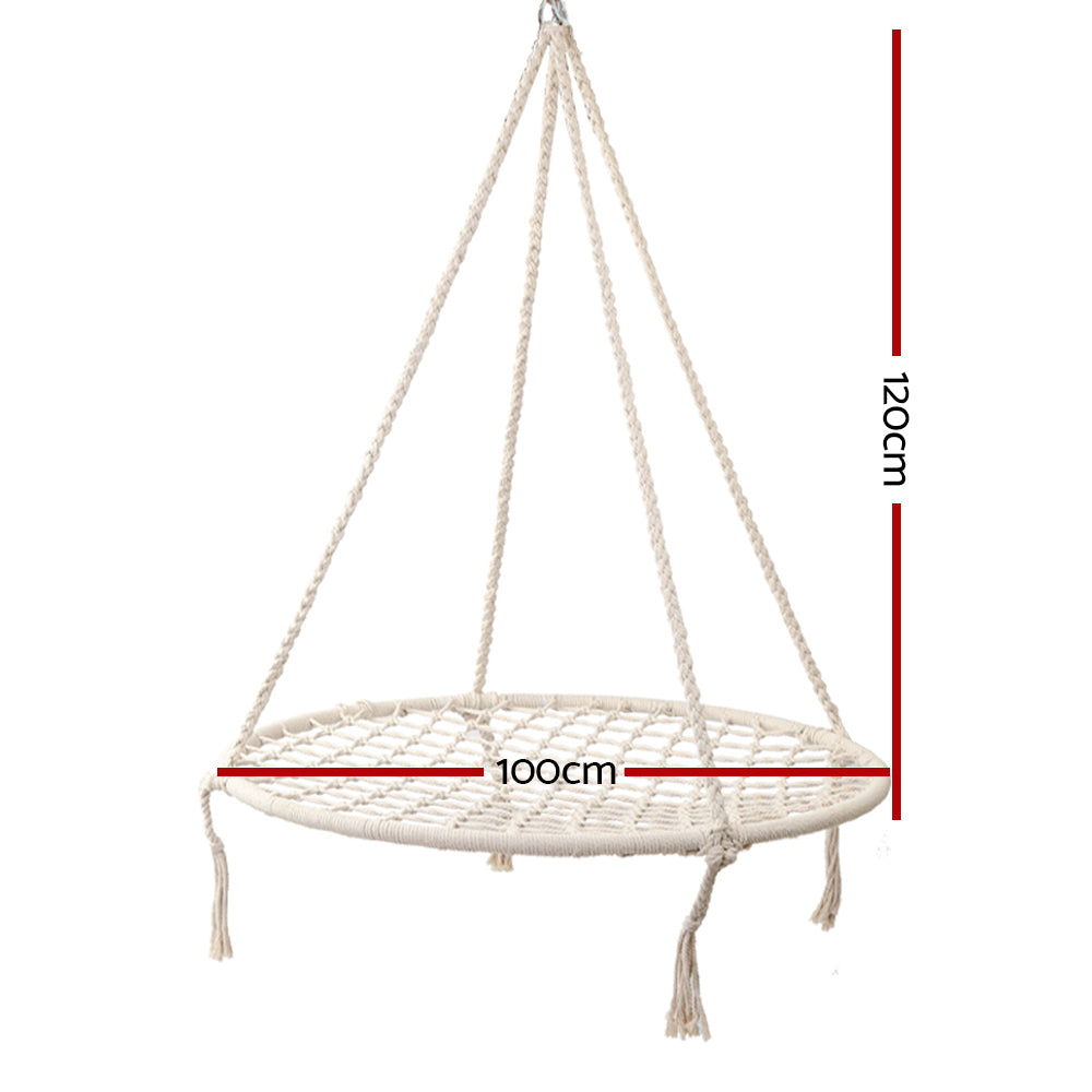 Hammock Chair Outdoor Tree Swing Nest Web Hanging Seat 100cm