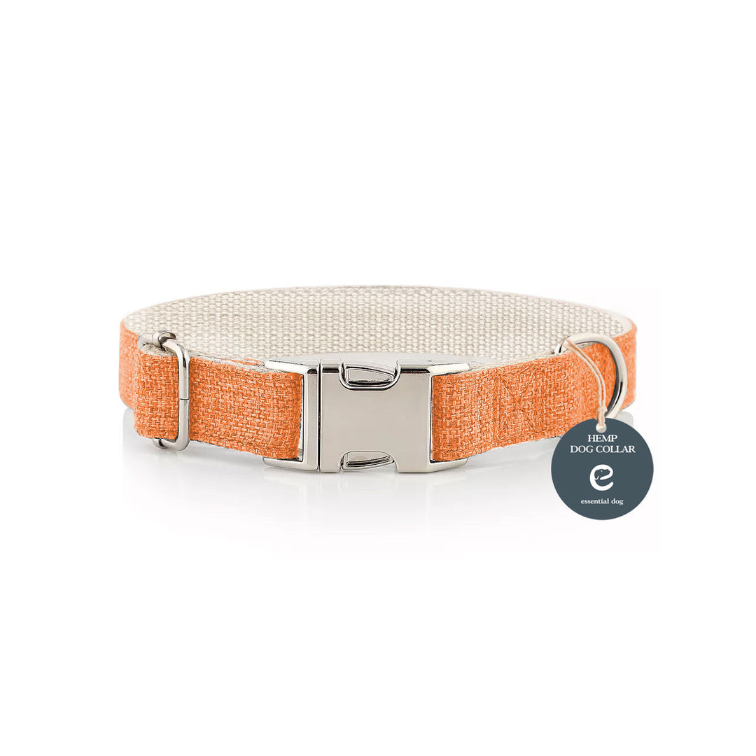 Natural Hemp & Cotton Dog Collar - Orange Burst