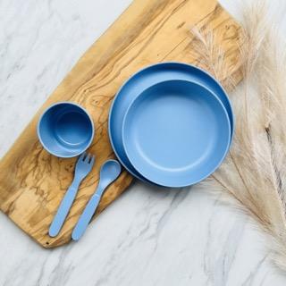 Kids Bamboo Dinnerware Sets - Sky Blue