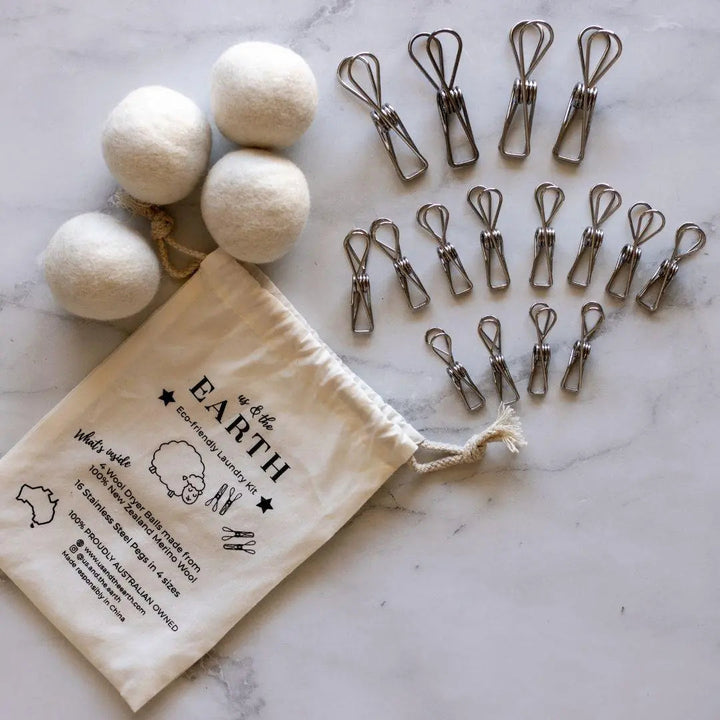 Eco Friendly Laundry Bundle - Pegs & Dryer Balls