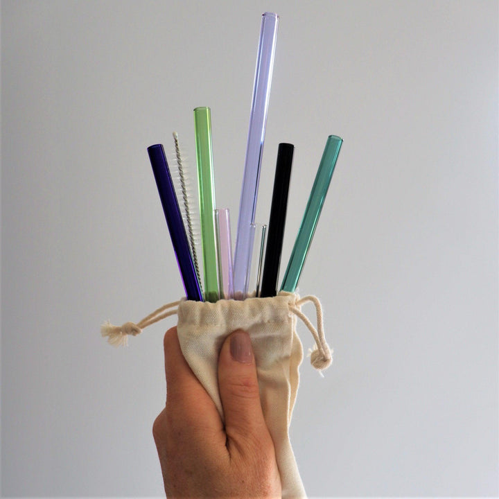 Glass Drinking Straw Set with Metal Straw Cleaner