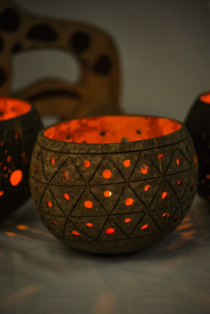 Coconut Candle holder- Golden Pineapple